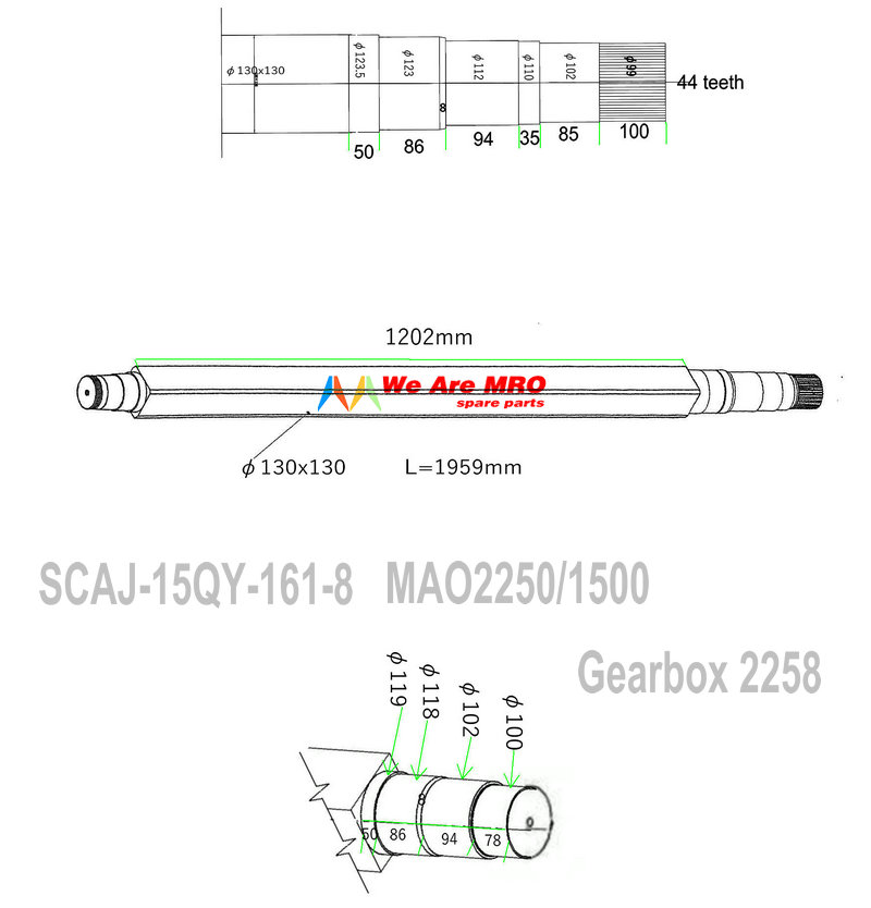 Gearbox 2258 shaft