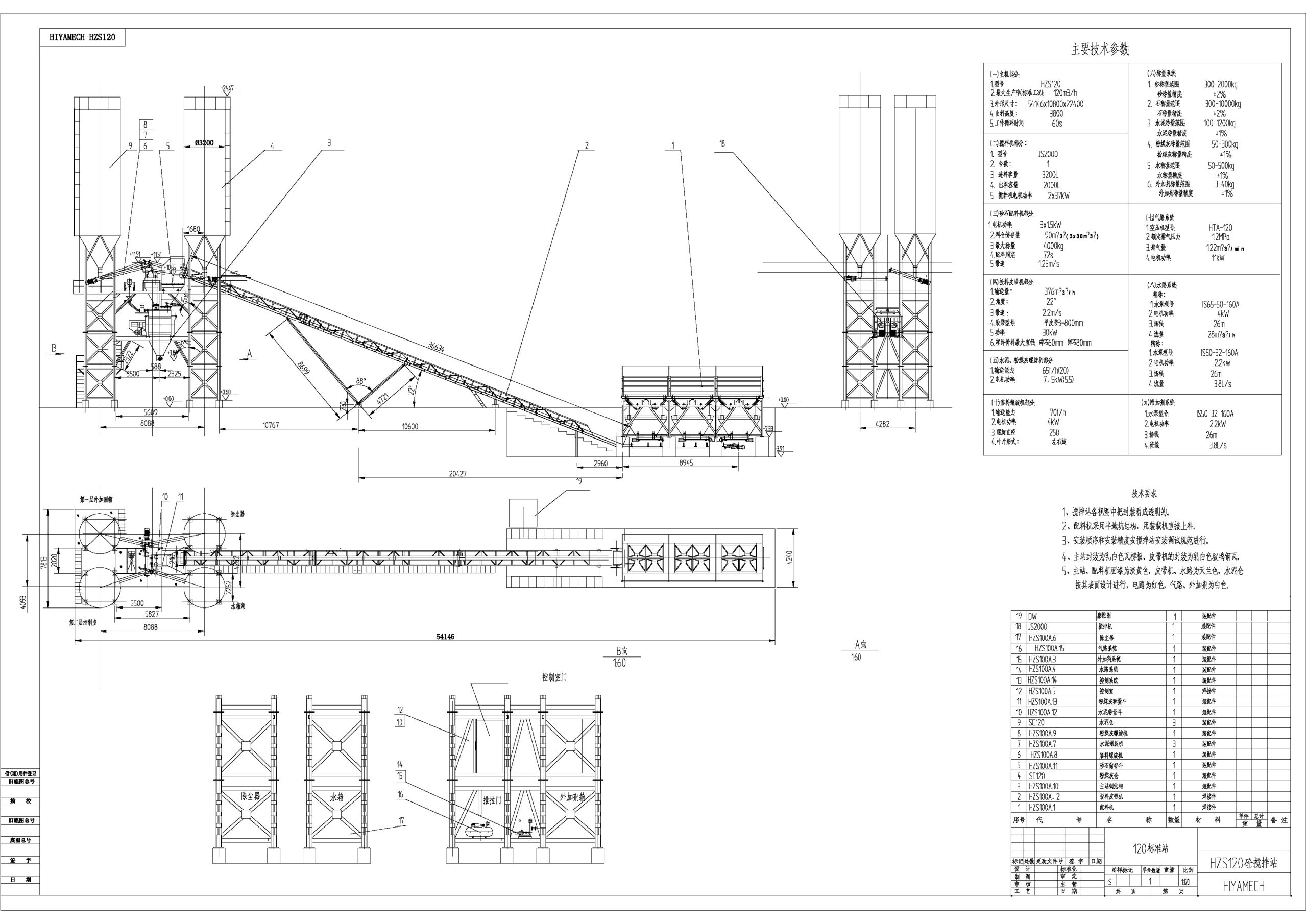 HZS120 concrete mixing plant